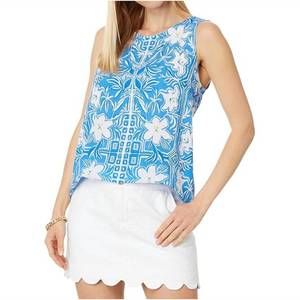NEW LILLY PULITZER iona sleeveless top in lunar blue